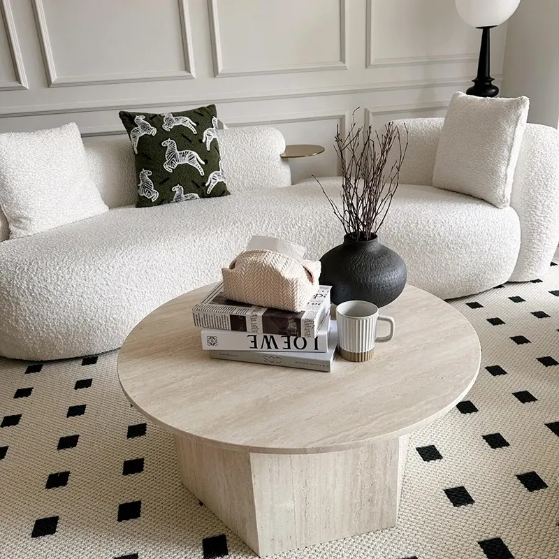 Tables de travertin super blanches
